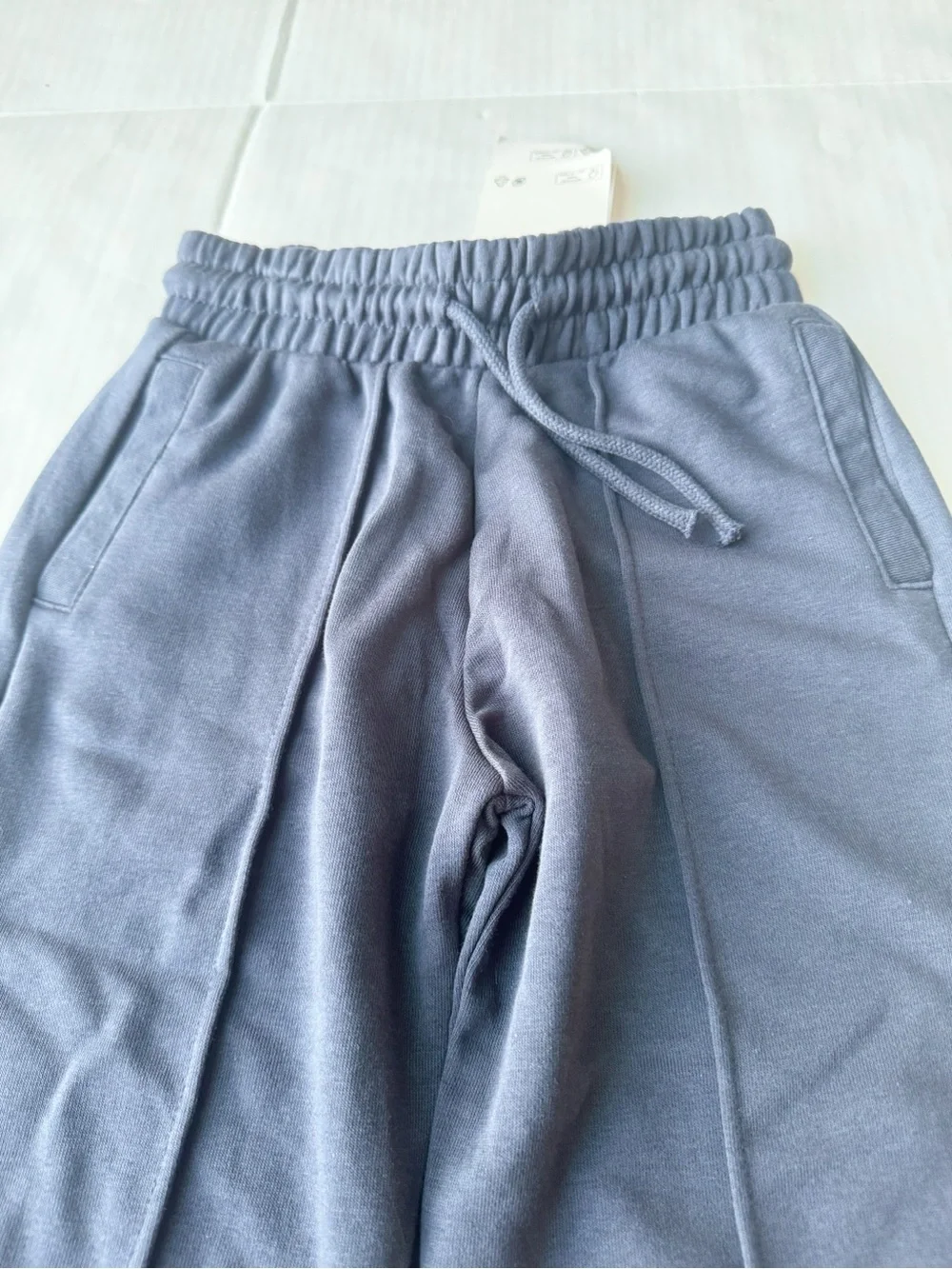 Organic Cotton Sweatpants / Joggers In Navy blue with Piping NWT